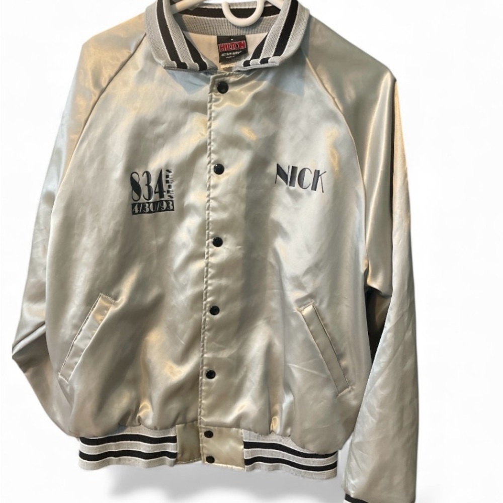 Vintage 80”Women's Satin Bomber Jacket - Silver🤍💎 - Picture 5 of 14